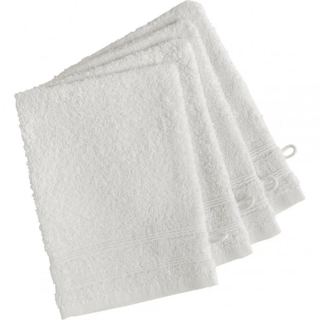 Lot de 4 gants de toilette coton 600 gm² blanc 15x22 TERTIO®