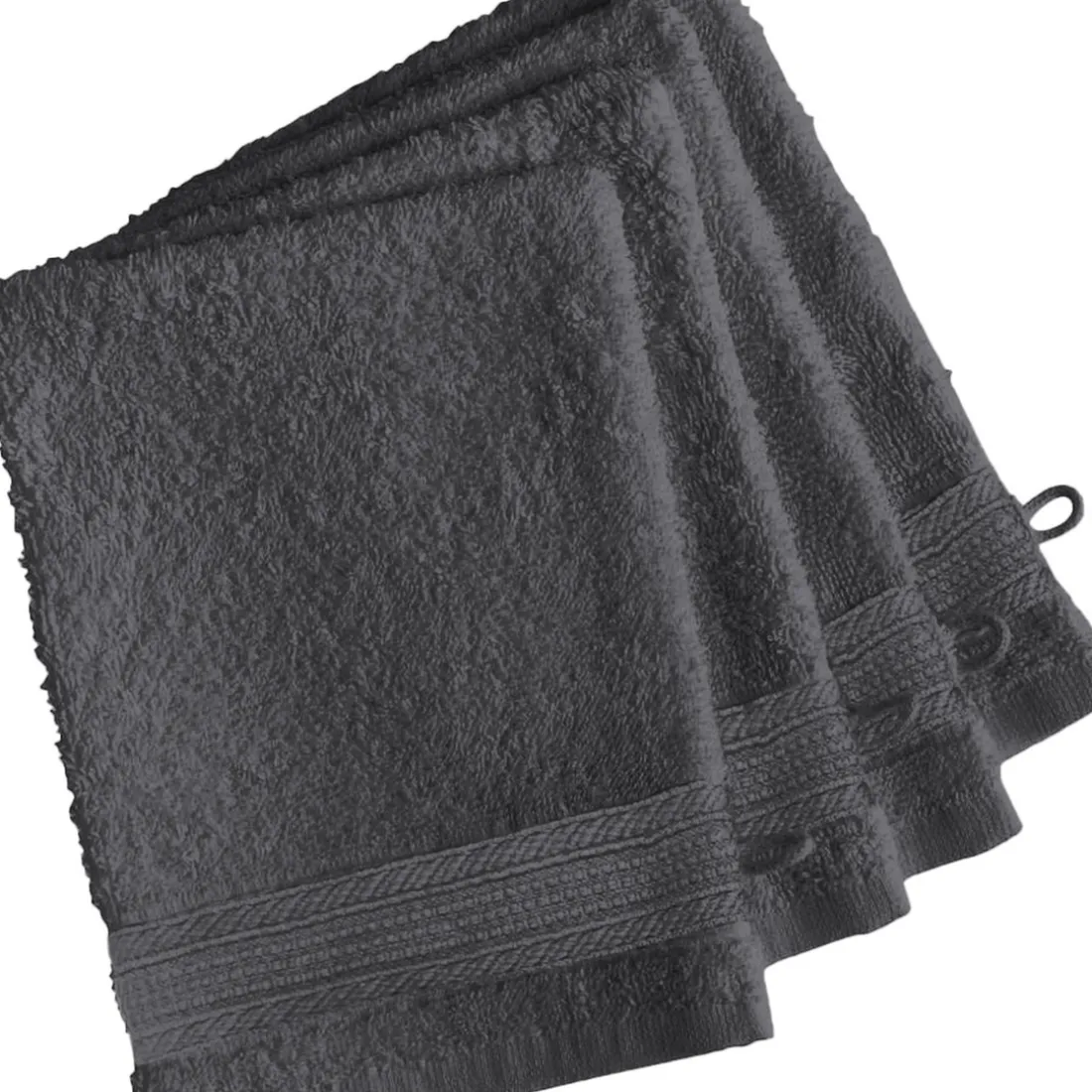 Lot de 4 gants de toilette coton 600 gm² Anthracite TERTIO®