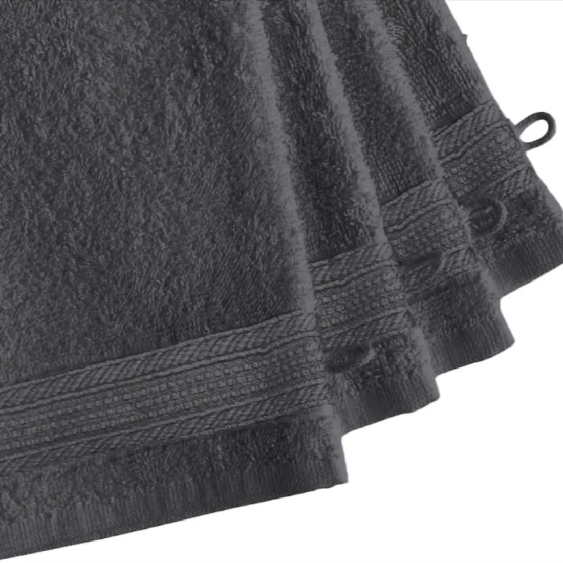 Lot de 4 gants de toilette coton 600 gm² Anthracite TERTIO®