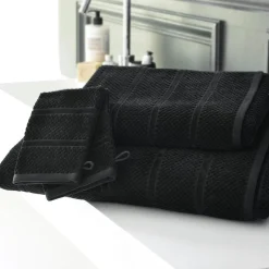 Lot de 2 gants de toilette coton velours éponge noirs ALICIASERV