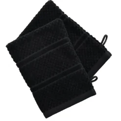 Lot de 2 gants de toilette coton velours éponge noirs ALICIASERV