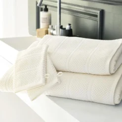 Lot de 2 gants de toilette coton velours éponge ivoire ALICIASERV