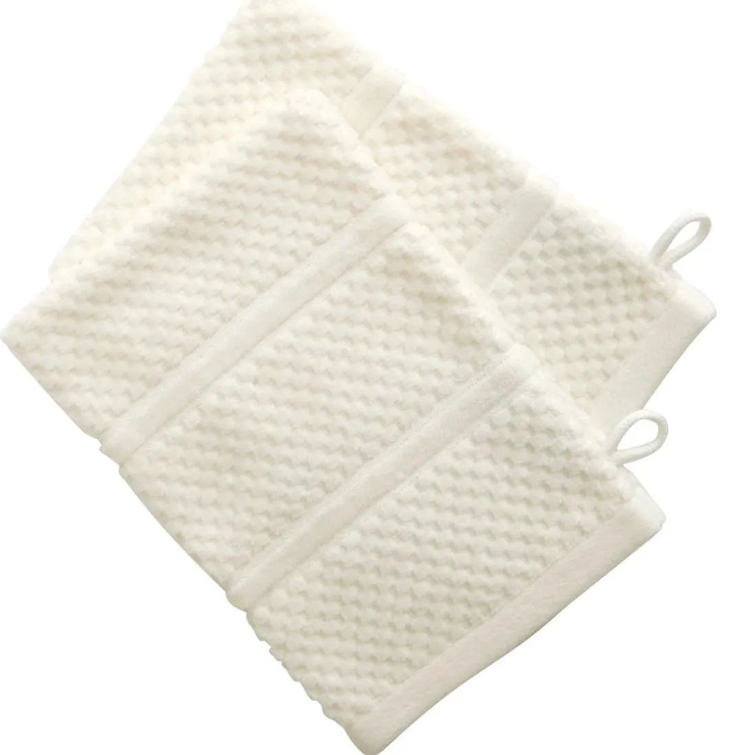 Lot de 2 gants de toilette coton velours éponge ivoire ALICIASERV