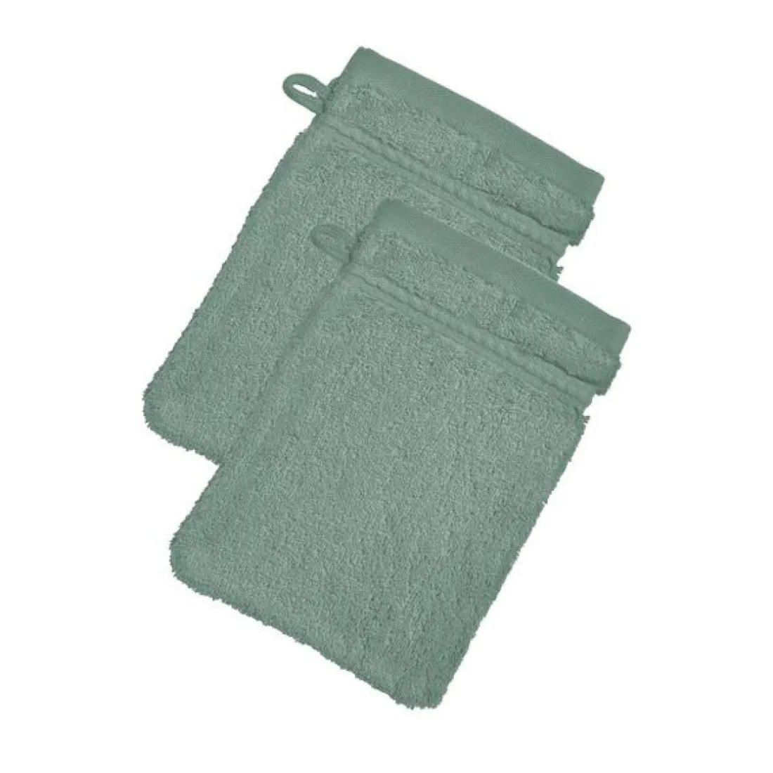 Lot de 2 gants de toilette COTON D'EGYPTE vert de gris en coton