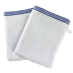 Lot de 2 Gants de toilette en coton PHARE blanc