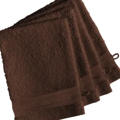 Lot de 4 gants de toilette coton 420 gm² TERTIO® Chocolat