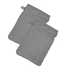 Lot de 2 gants de toilette COTON EGYPTE gris silex