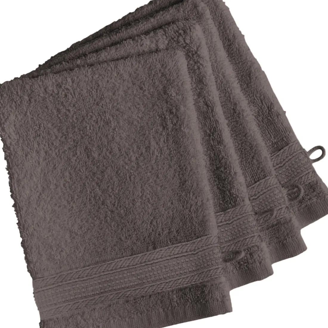 Lot de 4 gants de toilette coton 600 gm² Taupe TERTIO®