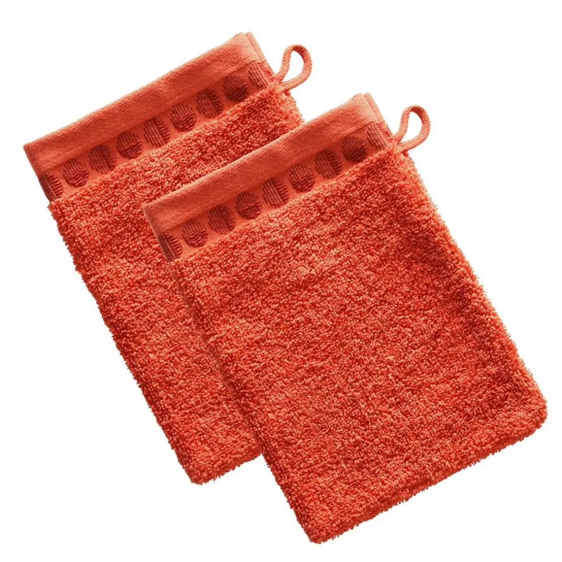Lot de 2 gants de toilette en coton 450g/m² EP. SERVOPTIQUE orange terracotta