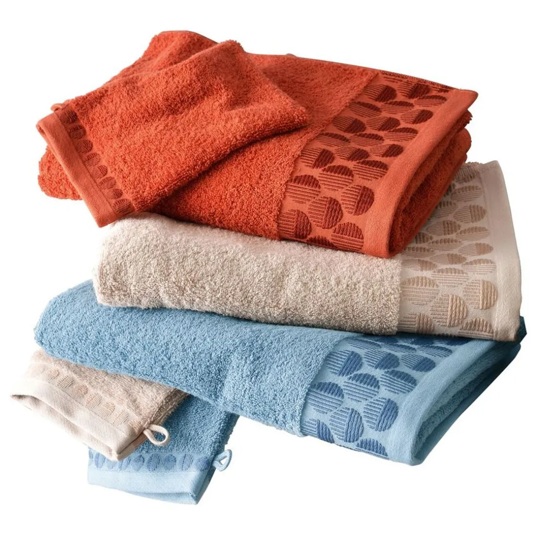 Lot de 2 gants de toilette en coton 450g/m² EP. SERVOPTIQUE orange terracotta