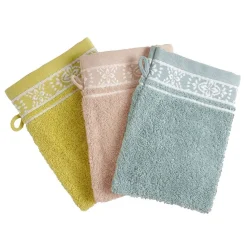 Lot de 2 gants de toilette en coton BYSANTINE rose