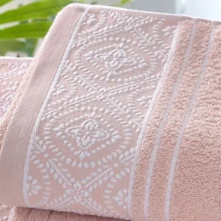 Lot de 2 gants de toilette en coton BYSANTINE rose