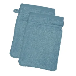 Lot de 2 Gants de toilette COTON EGYPTE 15x21 bleu tempête