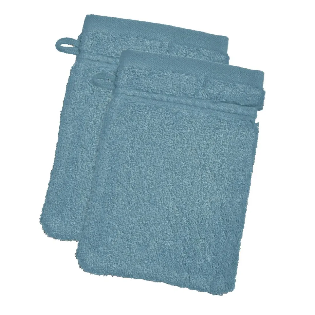 Lot de 2 Gants de toilette COTON EGYPTE 15x21 bleu tempête