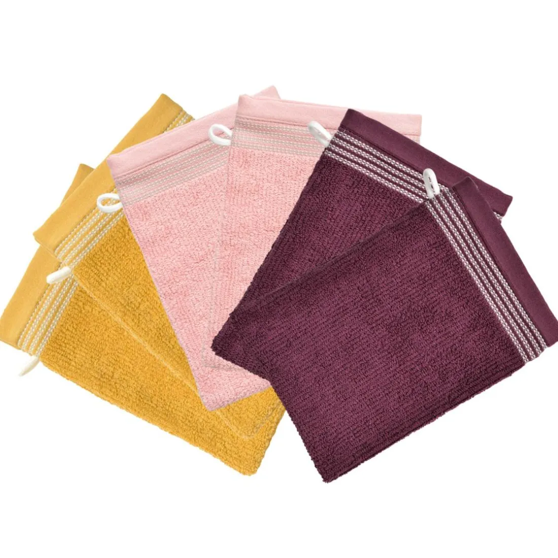 Lot de 6 gants de toilette rose