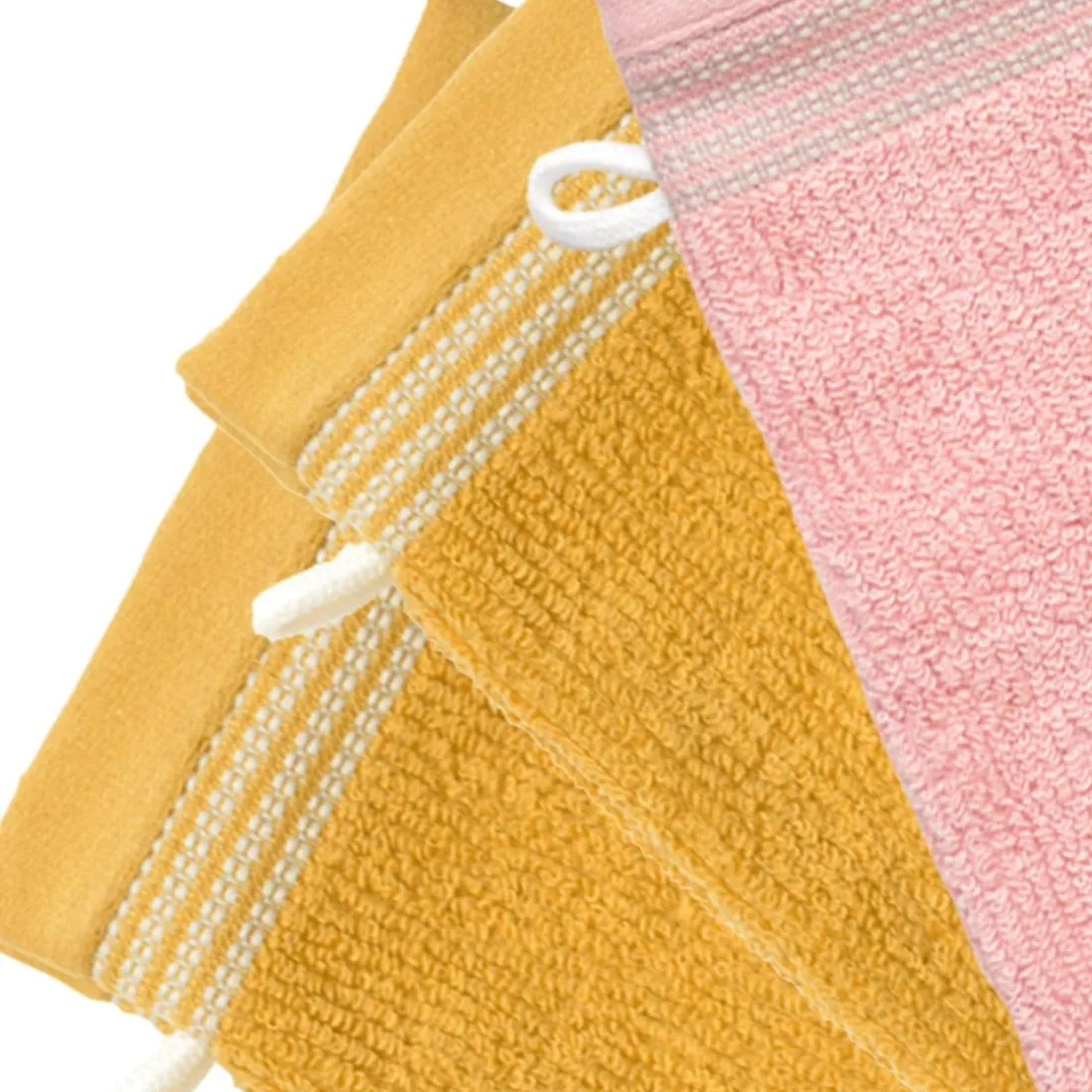 Lot de 6 gants de toilette rose