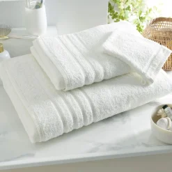 Lot de 2 gants de toilette en coton BANDESECHELLE blanc cassé