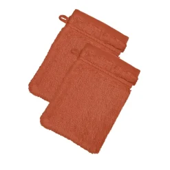 Lot de 2 Gants de toilette COTON EGYPTE 15x21 terracotta