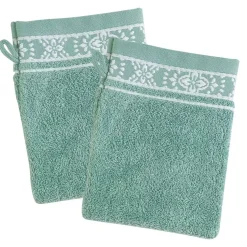 Lot de 2 gants de toilette en coton BYSANTINE vert