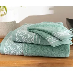 Lot de 2 gants de toilette en coton BYSANTINE vert