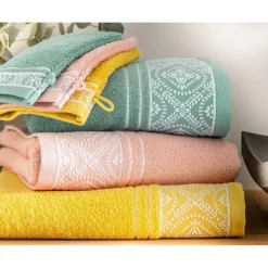 Lot de 2 gants de toilette en coton BYSANTINE vert