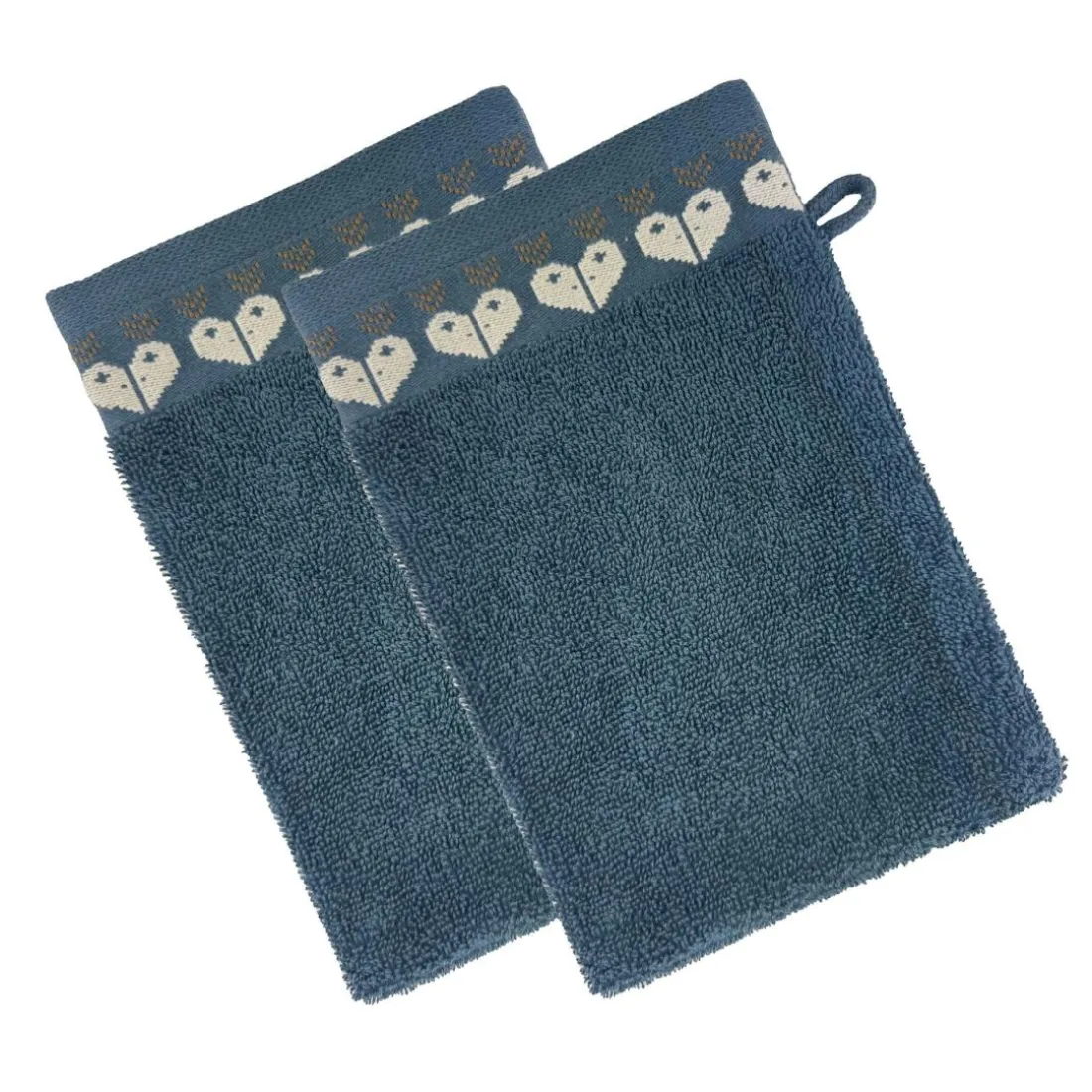 Lot de 2 gants de toilette RECIT D'HIVER 15x21 bleu