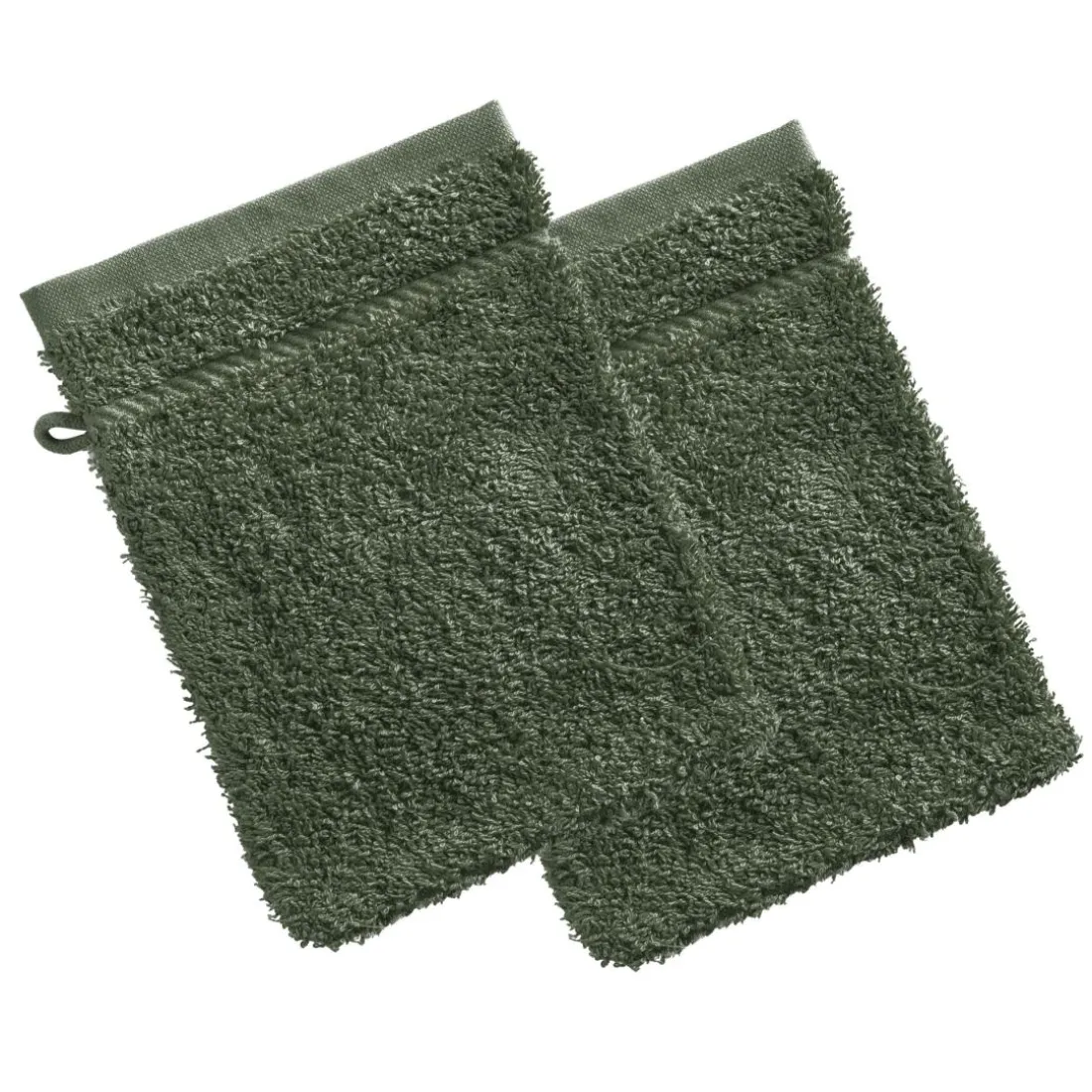 Lot de 2 gants de toilette en coton 420g/m² CLAIRE 15x20 vert olive