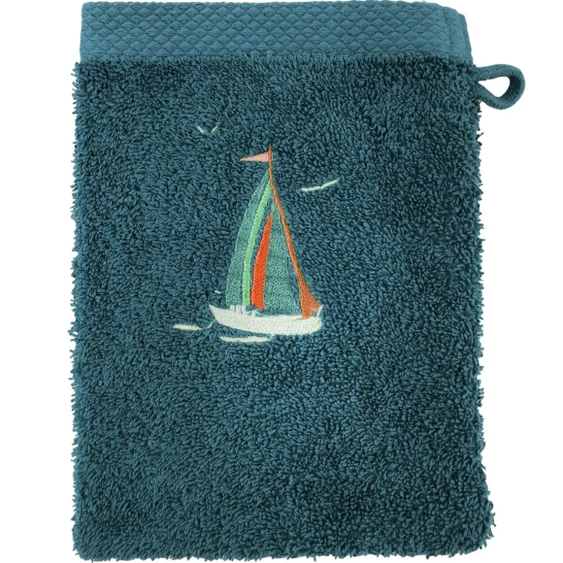 Lot de 2 gants en coton 450g/m² BATEAUX bleu paon