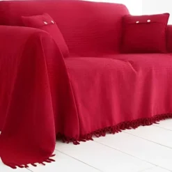 Lot de 2 housses coussin en coton-rose framboise