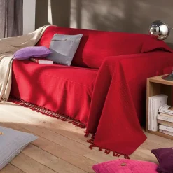 Lot de 2 housses coussin uni en coton - Rouge