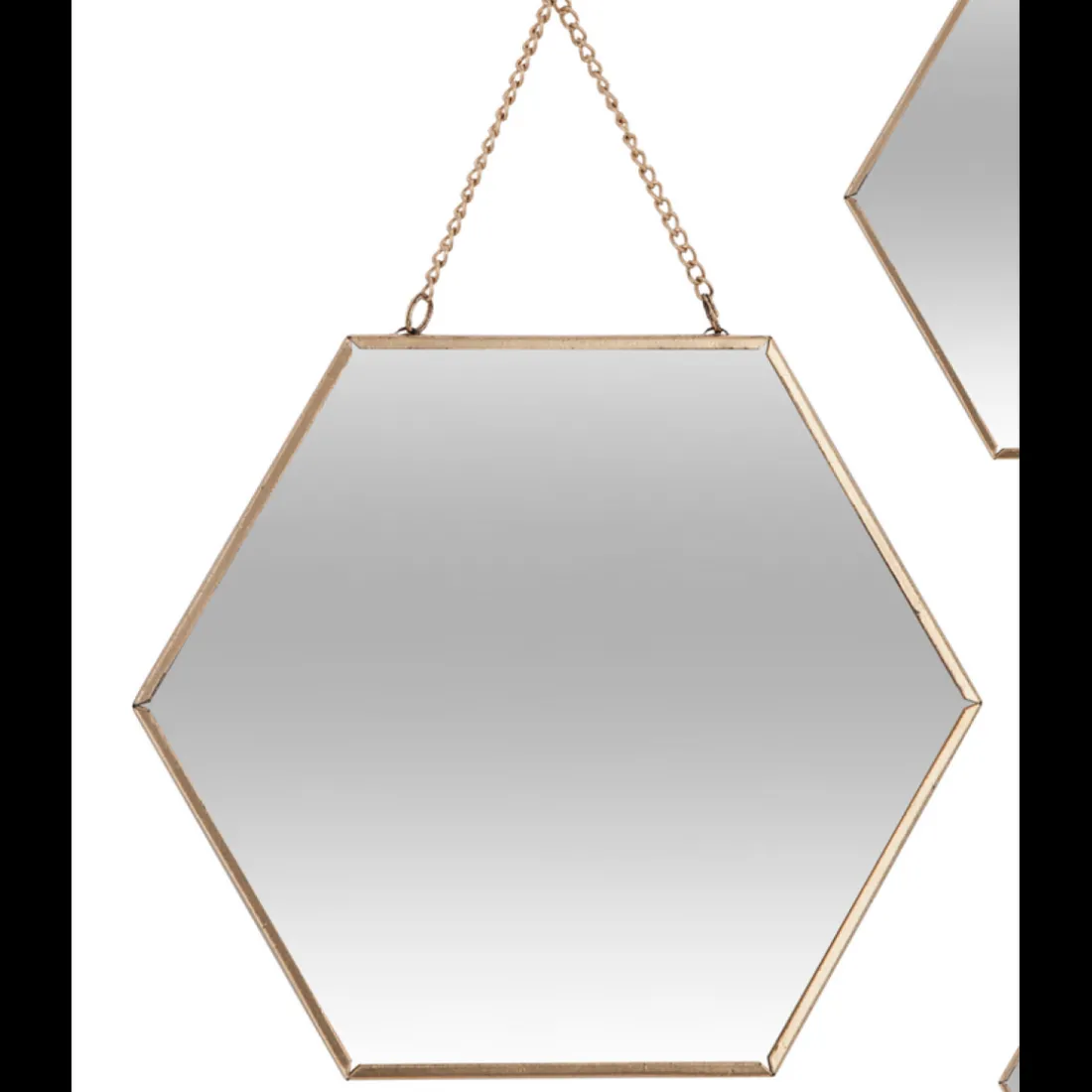 Lot de 3 miroirs hexagonales Doré
