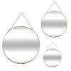 Lot de 3 miroirs ronds avec chaine Doré
