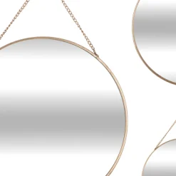 Lot de 3 miroirs ronds avec chaine Doré