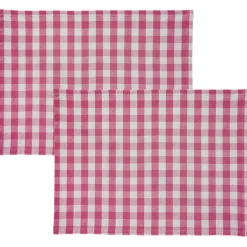 Lot de 2 ou 4 Sets de table vichy en coton DOULIASET rose pivoine
