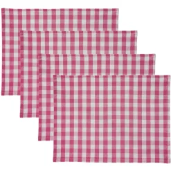 Lot de 2 ou 4 Sets de table vichy en coton DOULIASET rose pivoine