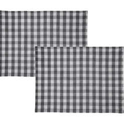 Lot de 2 ou 4 Sets de table vichy en coton DOULIASET 35x48cm gris