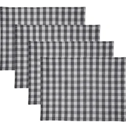 Lot de 2 ou 4 Sets de table vichy en coton DOULIASET 35x48cm gris