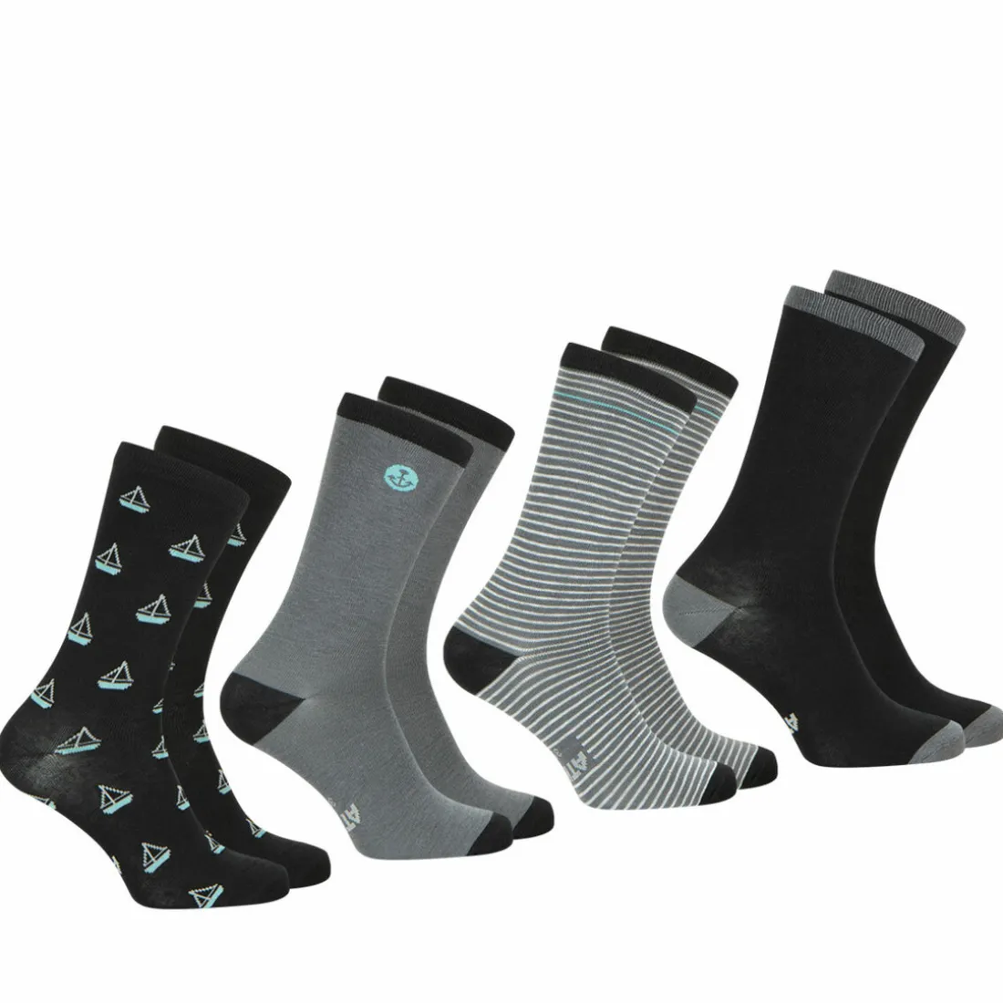 Lot de 4 paires de chaussettes mi-hautes Ecopack gris en coton pour homme