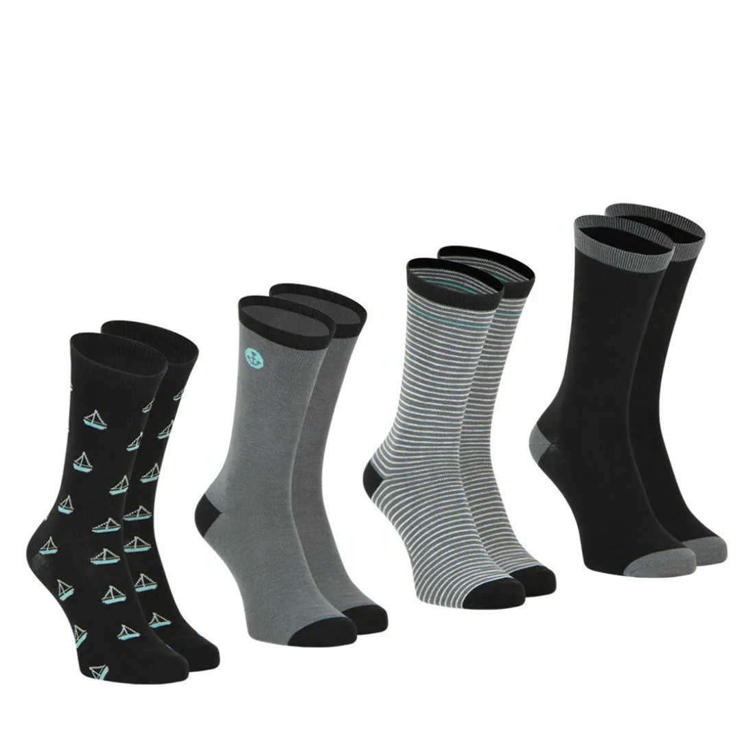 Lot de 4 paires de chaussettes mi-hautes Ecopack gris en coton pour homme