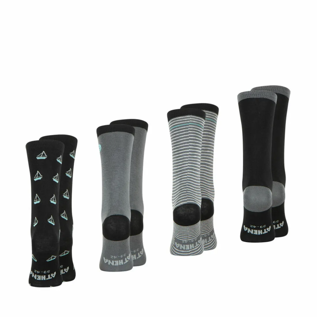 Lot de 4 paires de chaussettes mi-hautes Ecopack gris en coton pour homme