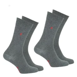 Lot de 2 paires de chaussettes mi-hautes homme Essentiels coton peigné Eminence gris