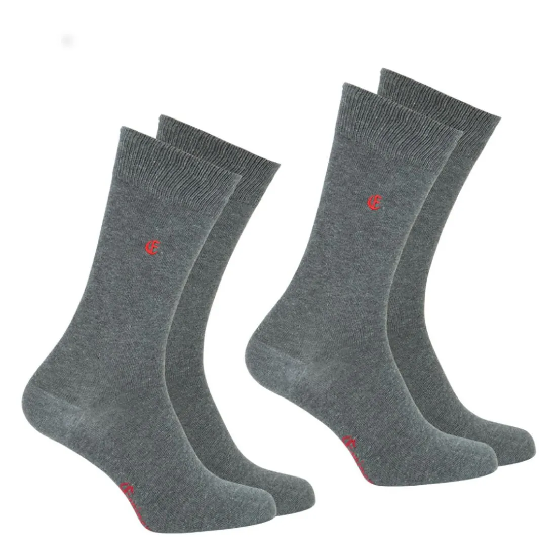 Lot de 2 paires de chaussettes mi-hautes homme Essentiels coton peigné Eminence gris