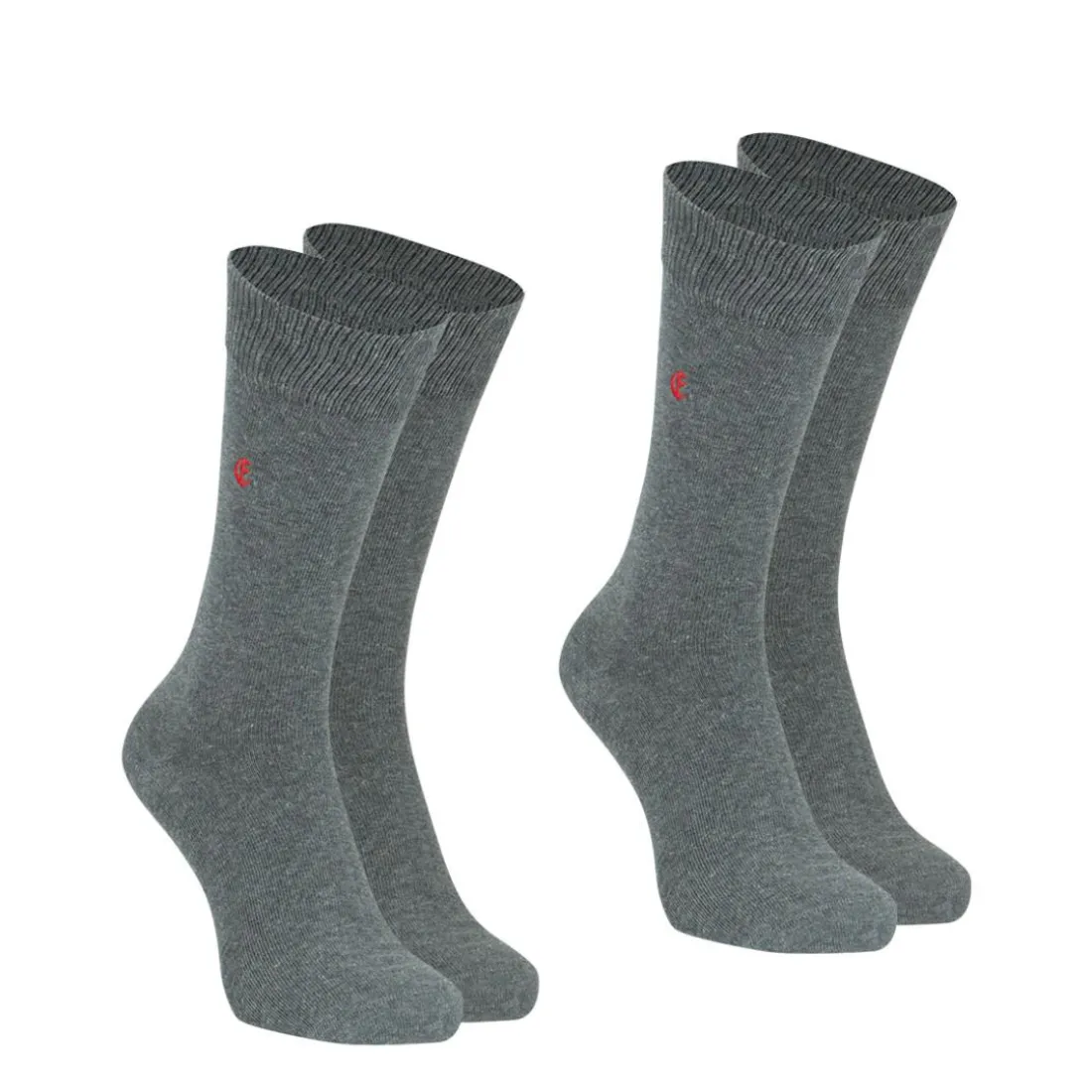 Lot de 2 paires de chaussettes mi-hautes homme Essentiels coton peigné Eminence gris
