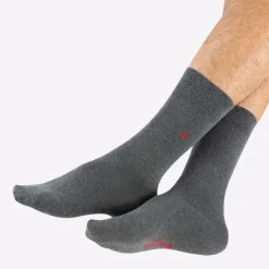 Lot de 2 paires de chaussettes mi-hautes homme Essentiels coton peigné Eminence gris