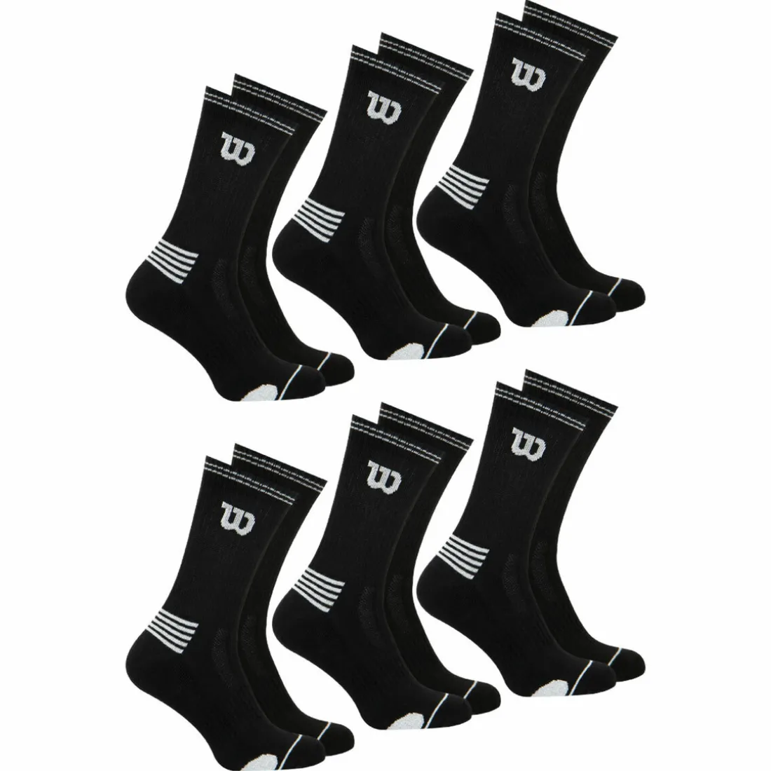 Lot de 6 paires de chaussettes mi-hautes homme Essentiel Wilson noir en coton