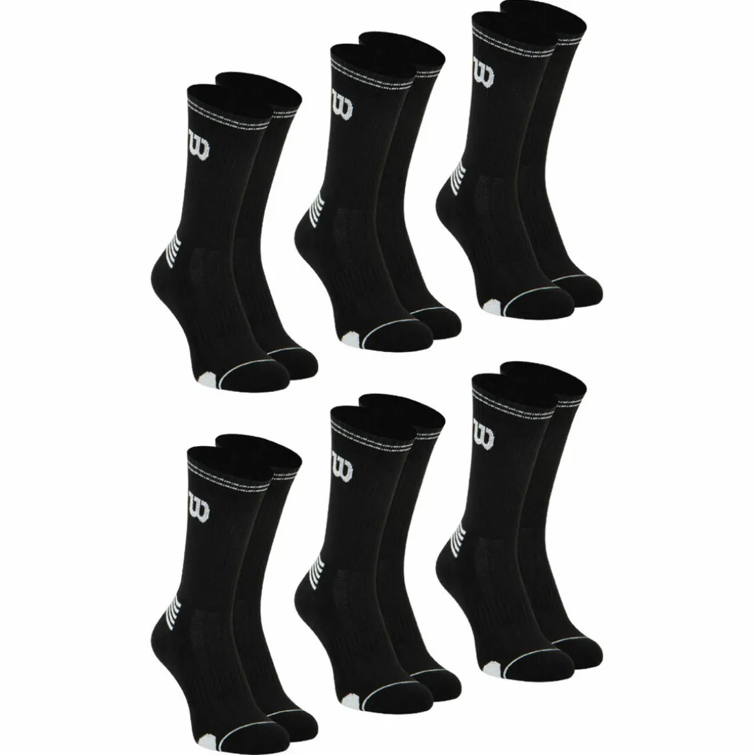 Lot de 6 paires de chaussettes mi-hautes homme Essentiel Wilson noir en coton