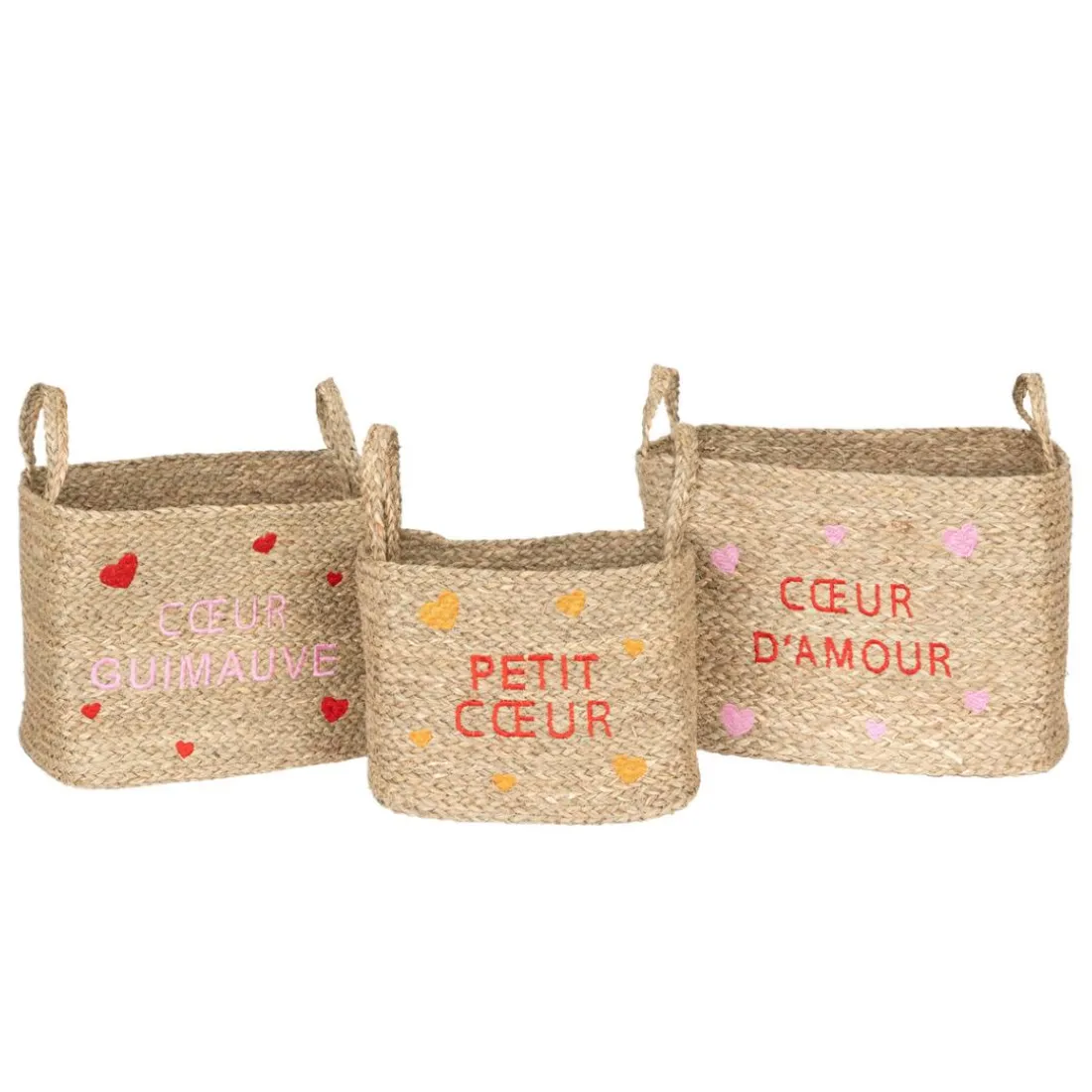 Lot de 3 paniers enfant Neree Motif cœur