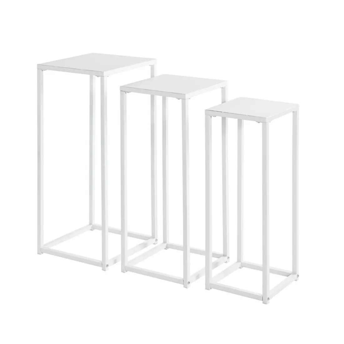 Lot de 3 porte plantes acier blanc
