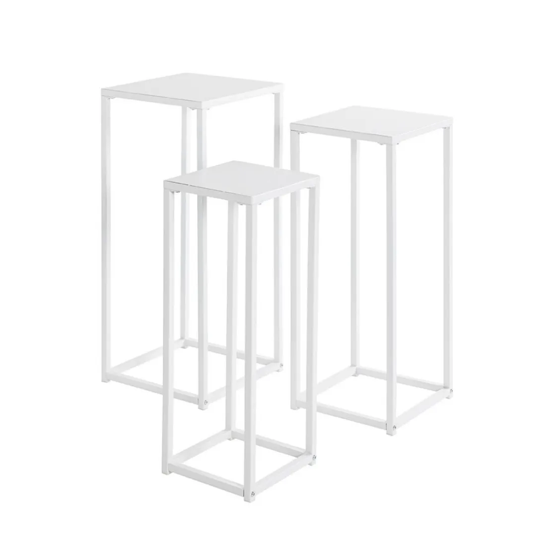Lot de 3 porte plantes acier blanc
