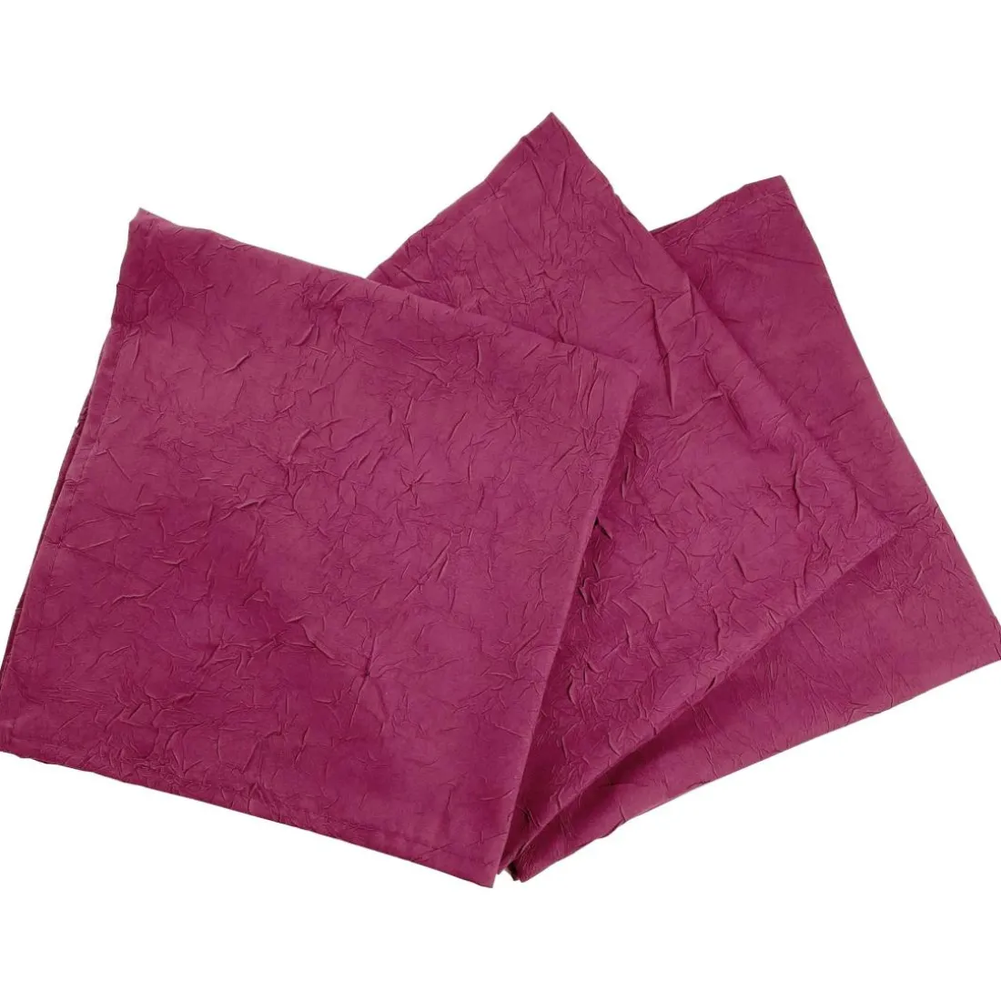 Lot de 3 serviettes de table FONTANA polyester froissé violet prune